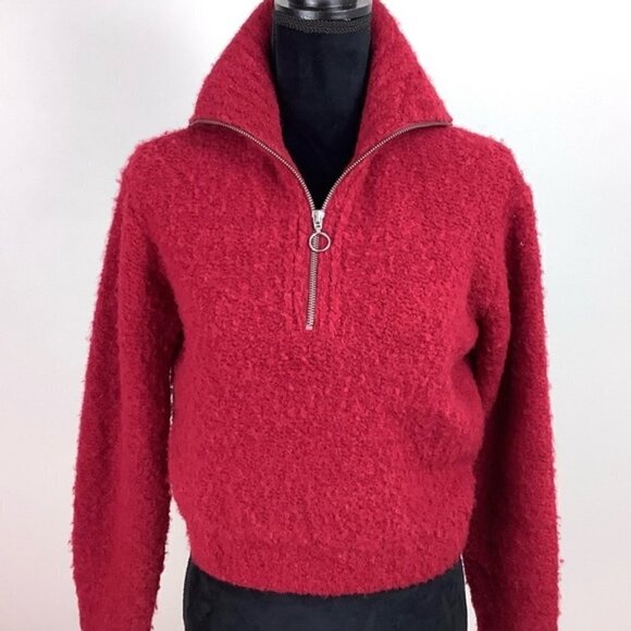 WILFRED GWYNETH RED ALPACA BLEND HALF ZIP SWEATER XXS - Picture 3 of 10